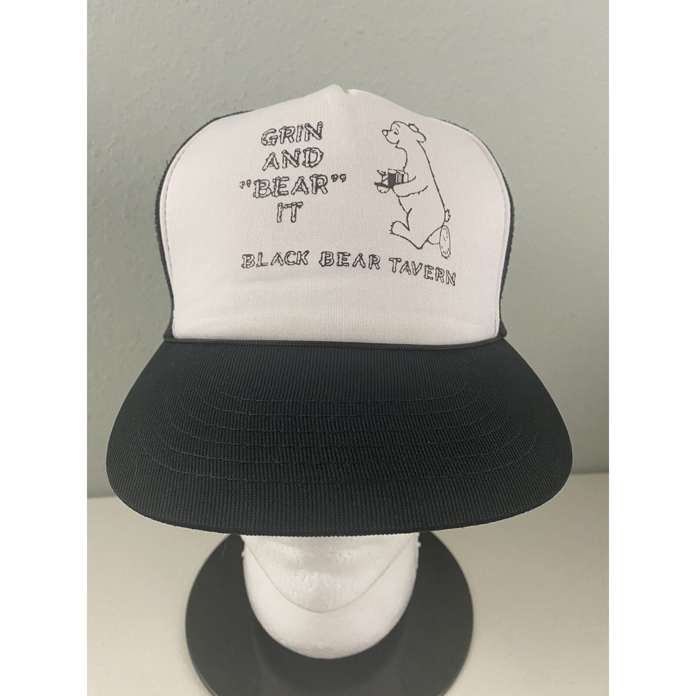 Vintage YA Black Bear Tavern Grin And Bear It Snapback Rope Mesh Trucker Hat